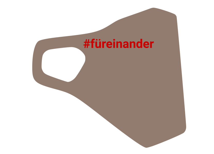 Zertifizierte Schutzmaske mit dem Hashtag #füreinander 